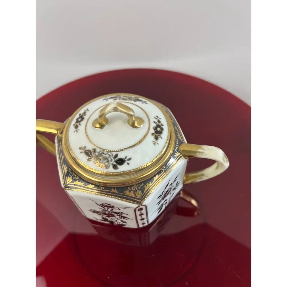Antique Nippon Noritake Morimura Black Gold Porcelain Tea Service 13 Piece Set